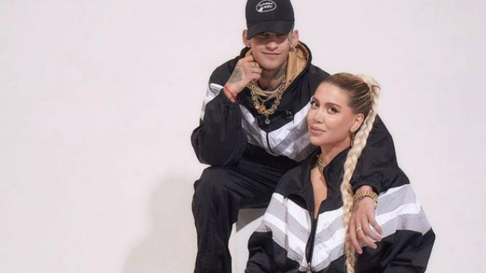 Wanda Nara y L-Gante luciendo su marca de ropa deportiva. Foto: Instagram/wanda.sport