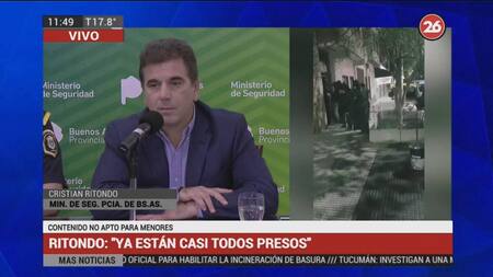 Conferencia de prensa de Cristian Ritondo sobre copamiento de comisaria en San Justo (Canal 26)