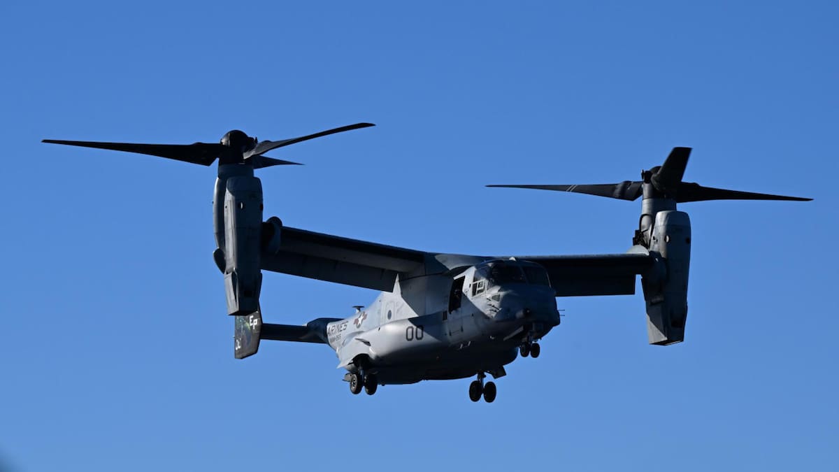 El avión MV-22B Osprey que se estrelló en Australia. Foto: EFE.