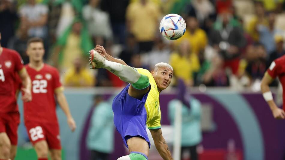 Gol de Richarlison ante Serbia en el Mundial de Qatar 2022. Foto: REUTERS.
