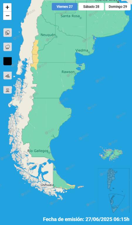 Cuatro provincias argentinas bajo alerta por fuertes nevadas.