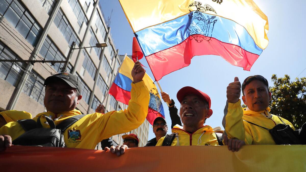 Marcha por el Día del Trabajador en Ecuador. Foto: EFE.