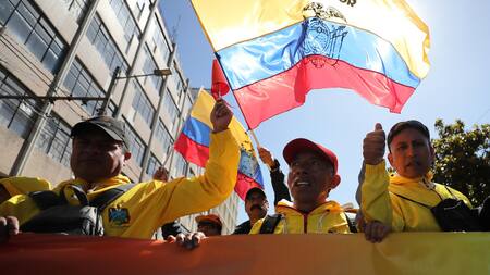 Marcha por el Día del Trabajador en Ecuador. Foto: EFE.
