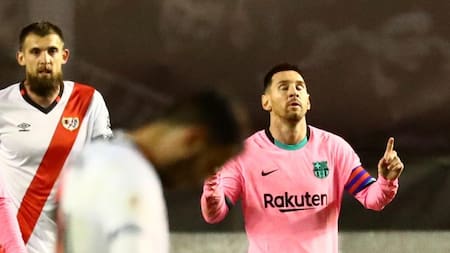 Festejo de Messi para el Barcelona ante Rayo Vallecano por Copa del Rey, REUTERS