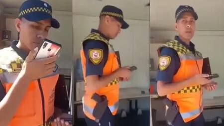 Agente de tránsito en Córdoba. Foto: captura video