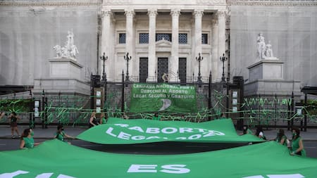 Partidarios del proyecto de ley de aborto legal frente al Congreso, NA