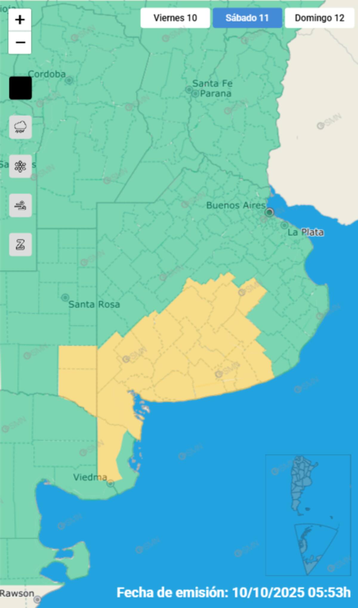 Alerta por tormentas sobre Buenos Aires.