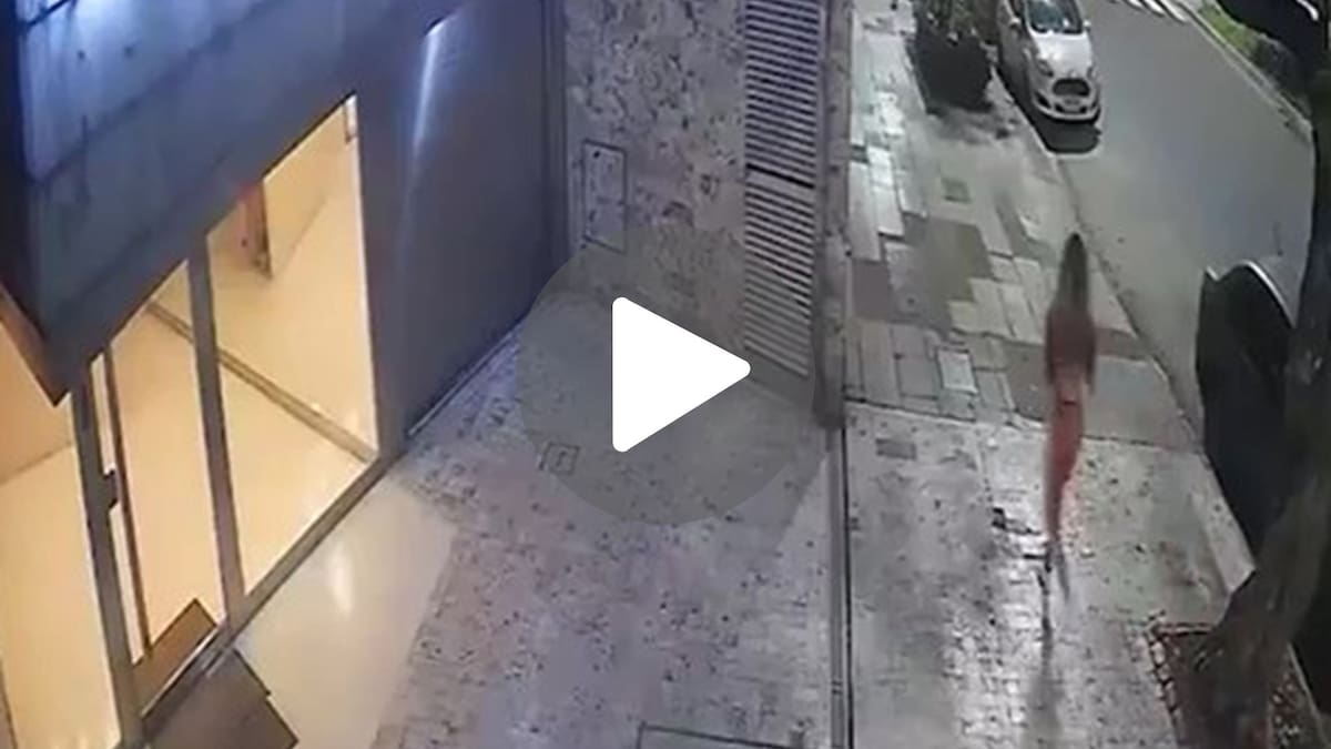 El momento en que Candela Arizaga salió del departamento de Facundo Moyano.