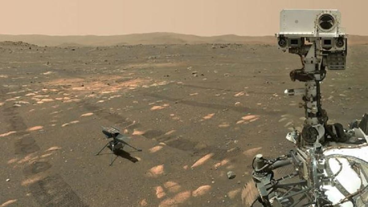 El rover Perseverance fue captado desde la órbita marciana tras alcanzar una distancia récord de 42 kilómetros. Foto: NASA.