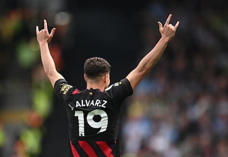 Festejo de Julián Álvarez; Fulham vs. Manchester City. Foto: Reuters.