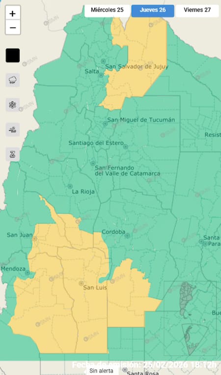 Alerta amarilla por tormentas.