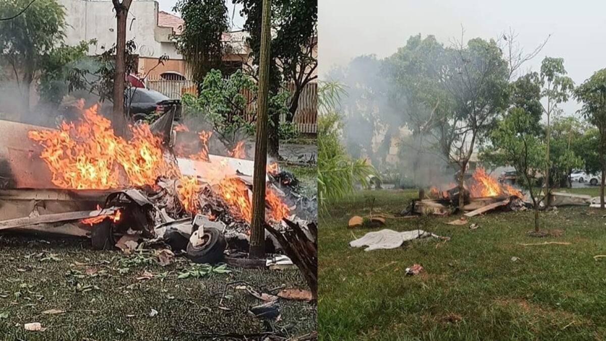 Accidente en Brasil con una avioneta. Foto: X.