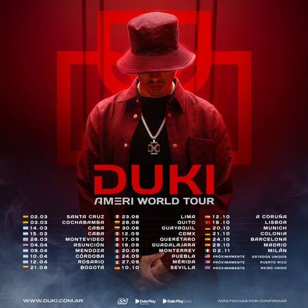 Duki presentó su nueva gira, el "Ameri World Tour". Foto: Instagram.