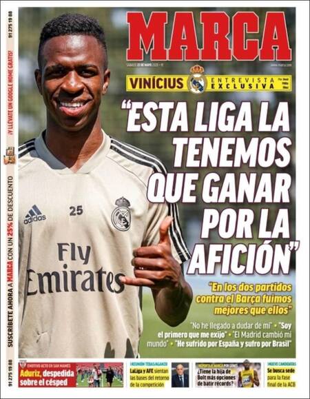 Tapas de diarios, Marca, sábado 23 de mayo de 2020