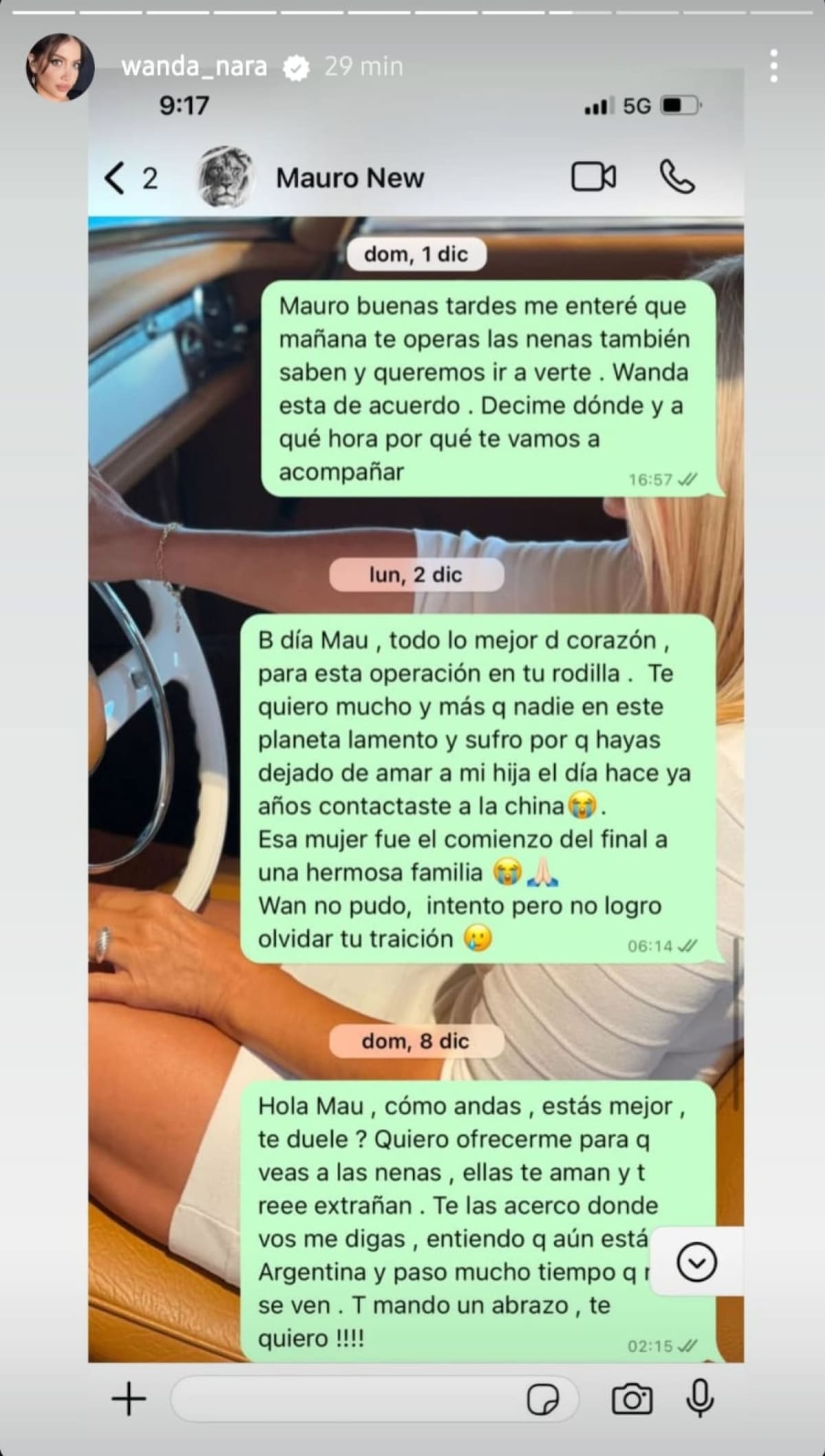 Wanda Nara compartió nuevos chats con Mauro Icardi. Foto: Instagram.
