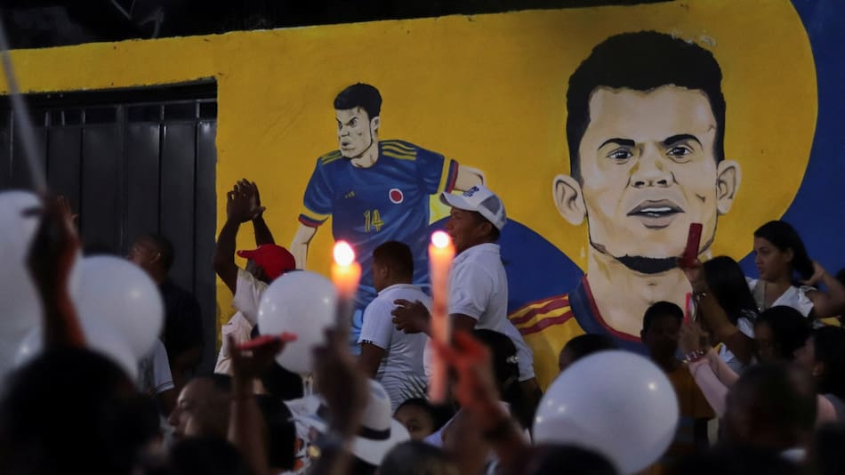 Marchas en apoyo al secuestro del futbolista Luis Díaz. Foto: Reuters.