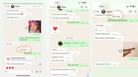 Los chats de Pampita y Roberto García Moritán. Foto: Captura Instagram.