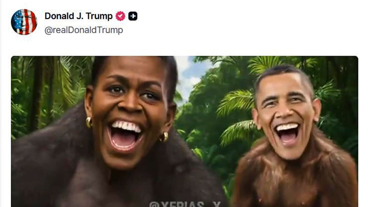 Donald Trump publicó un video en el que aparecen Barack y Michelle Obama como monos.