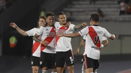 Festejo de River ante Argentinos Juniors por la Liga Profesional de Fútbol