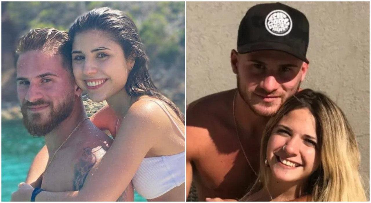 Alexis Mac Allister con Cami Mayan, su ex, y con Ailén Cova, su actual. Fotos: Instagram.