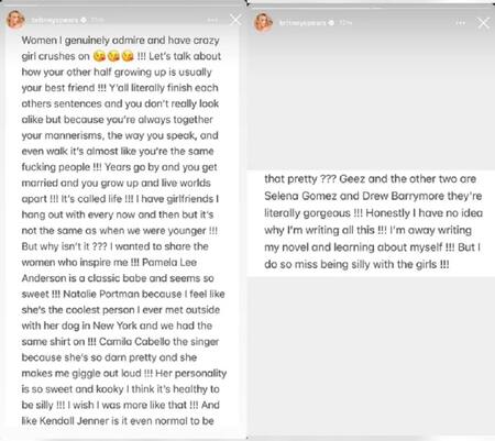 Las historias de Britney Spears. Foto: Instagram.