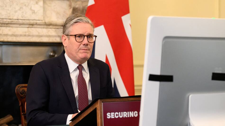 Keir Starmer, primer ministro británico, en la reunión de "Coalición de los Voluntarios". Foto: REUTERS.