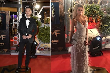 Martín Fierro 2019 - Looks en la alfombra roja - Chino Leunis - Virgina Gallardo
