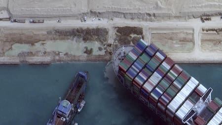 Ever Green, buque varado en el Canal de Suez, foto Reuters