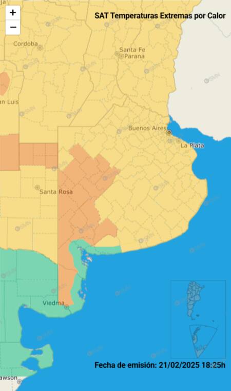 Alertas por temperaturas extremas en la Ciudad de Buenos Aires. Foto: SMN.