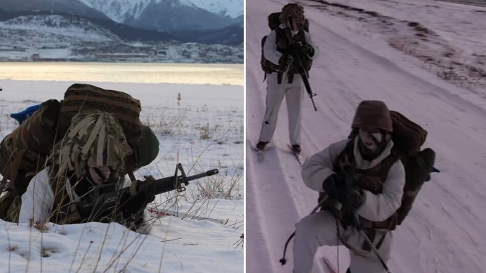 Así entrena la Armada Argentina en la nieve. Fotos: capturas de video