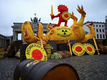 Protesta en contra del cierre de la planta nuclear. Foto: Reuters.
