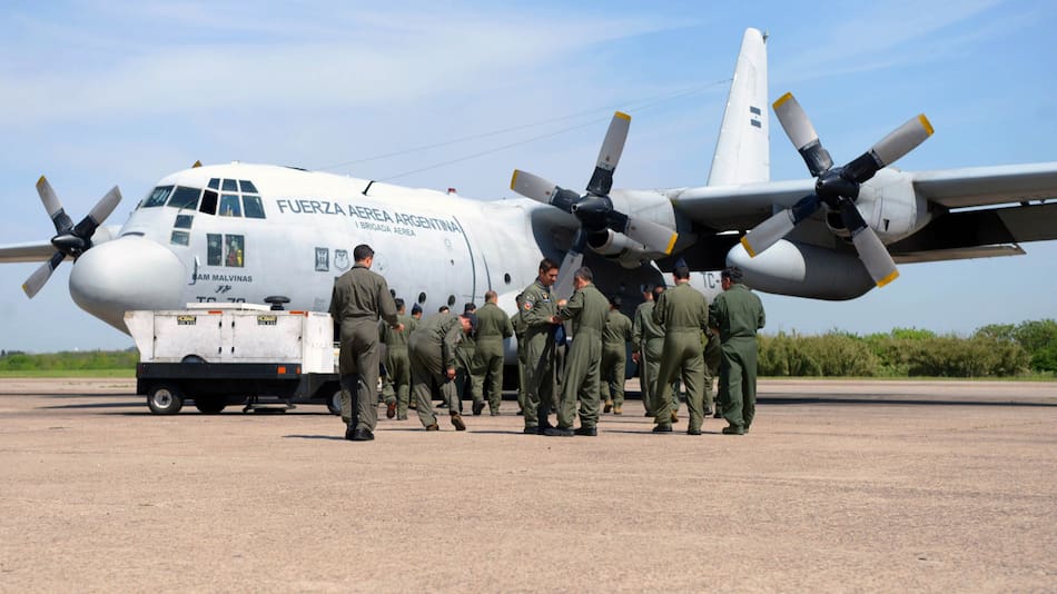 Avión Hércules de la Fuerza Aérea Argentina. Foto: NA.