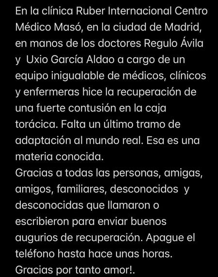 El comunicado de Fito Páez. Fuente: X