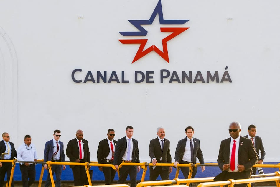 El secretario de Estado de EEUU, Marco Rubio, visita el Canal de Panamá. Foto: Mark Schiefelbein/Pool via REUTERS REFILE