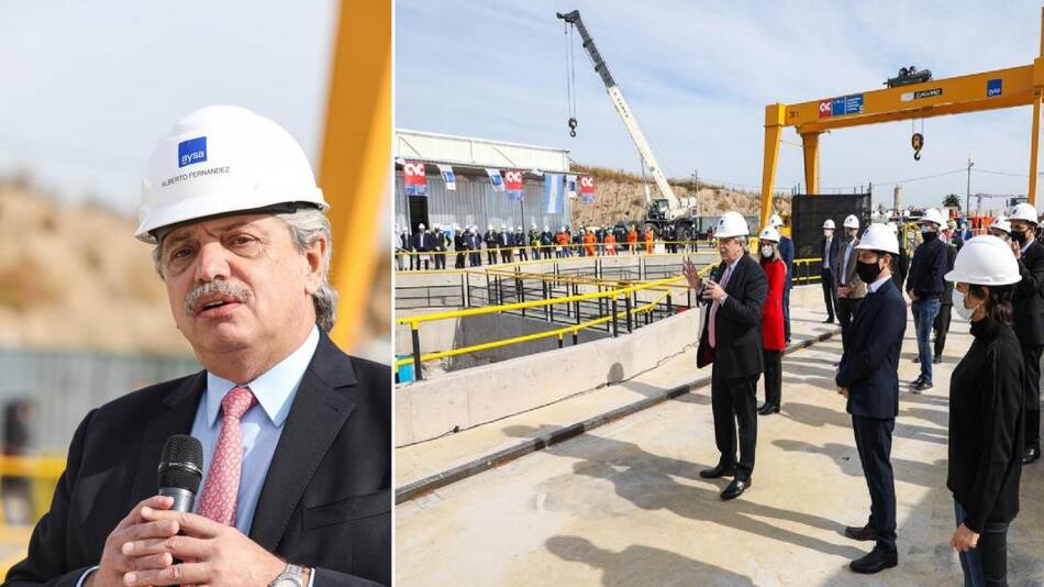 Alberto Fernández encabezó en Quilmes, el acto de bajada de una tunelera de AySA