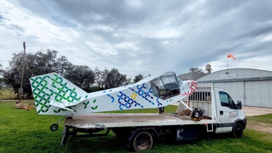El avión que funciona con baterías de litio. Foto: Universidad de La Plata.