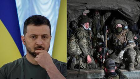 El presidente ucraniano, Volodimir Zelenski y grupo Wagner. Foto: Reuters - Archivo