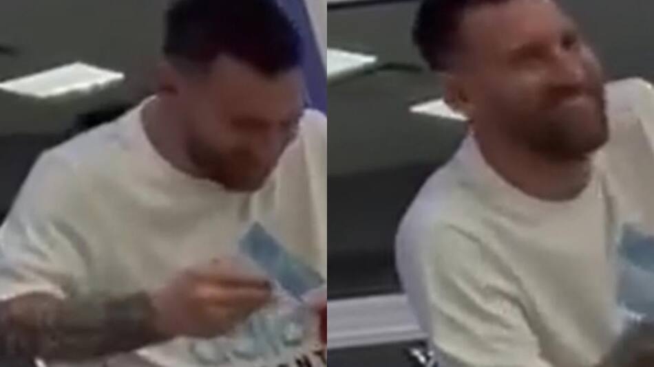 Messi comiendo gelatina. Fotos: captura.