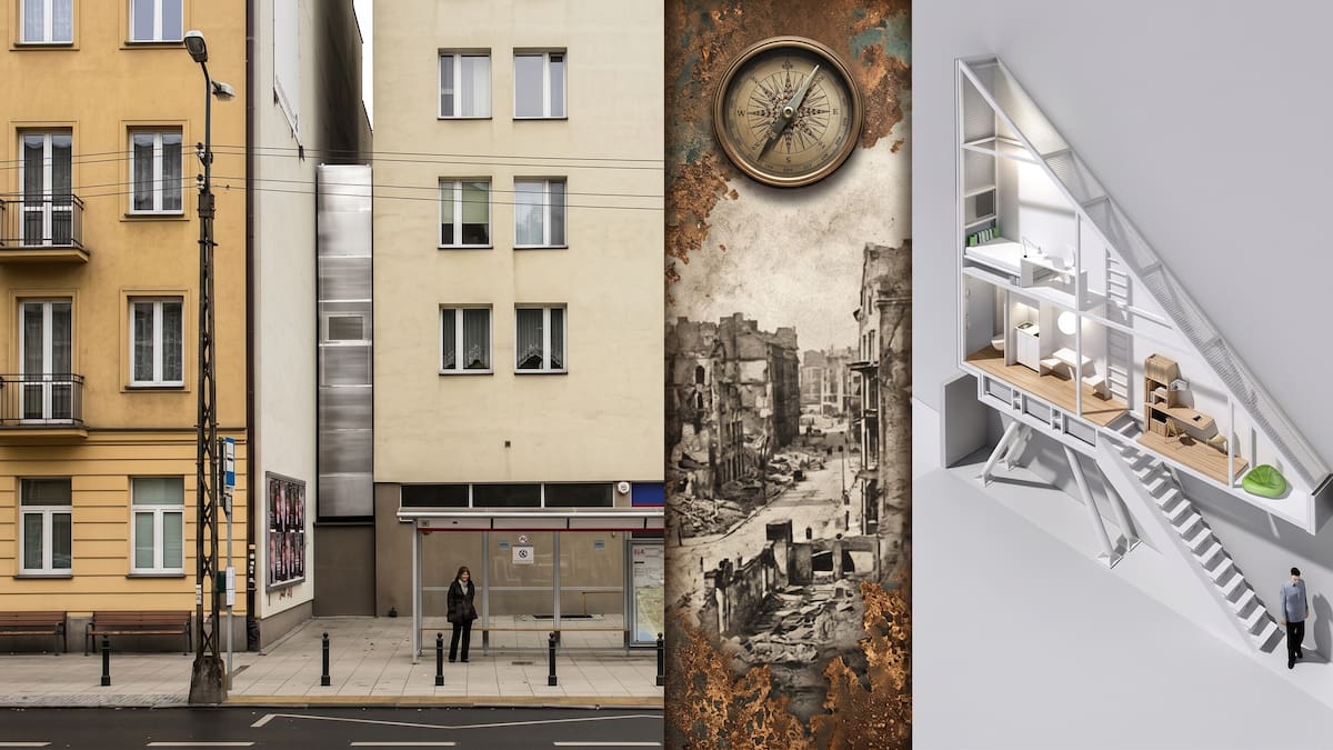 La Casa Keret fue construida en un estrecho espacio entre dos edificios de Varsovia y tiene apenas 72 centímetros de ancho en su punto más angosto.