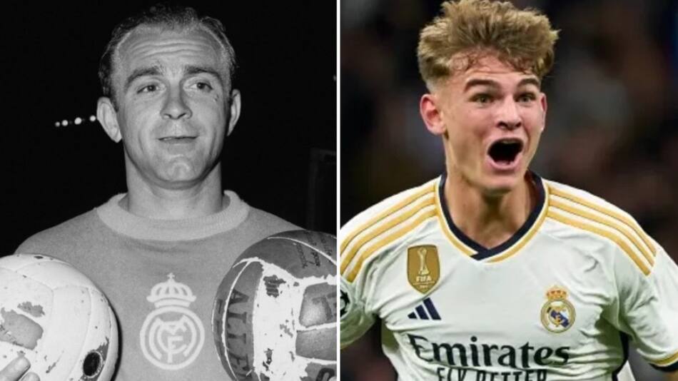 Alfredo Di Stéfano y Nico Paz, Real Madrid. Fotos: NA