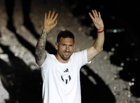 Lionel Messi en su presentación como jugador del Inter Miami. Foto: Reuters.
