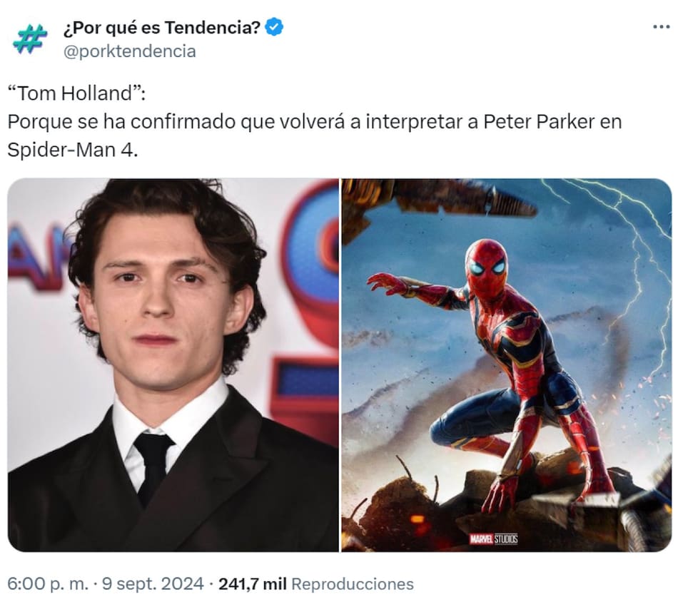 Tom Holland revolucionó las redes con su regreso a Spider-Man. Foto: X.