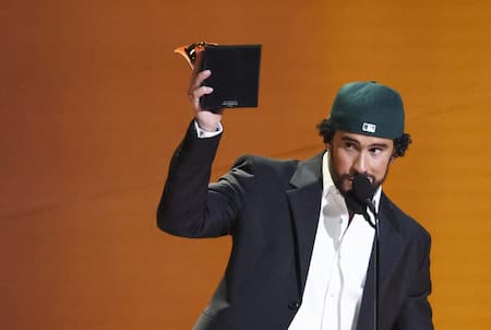 Bad Bunny en los Grammys 2023. Foto: Reuters.