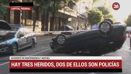 Choque - patrullero y auto particular en Capital Federal