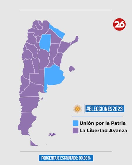 Mapa de la Argentina tras el balotaje. Foto: Canal 26.