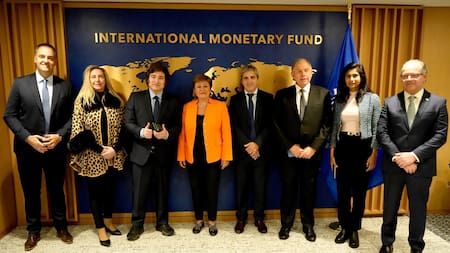 Javier Milei se reunió con la directora gerente del FMI, Kristalina Georgieva. Foto: Presidencia