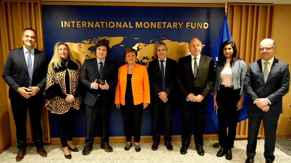 Javier Milei se reunió con la directora gerente del FMI, Kristalina Georgieva. Foto: Presidencia