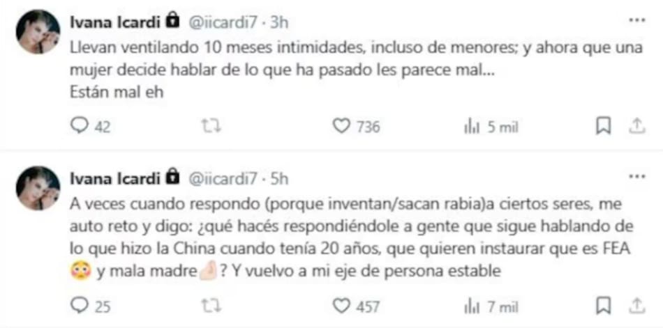 Posteo de Ivana Icardi en defensa de la China Suárez.
