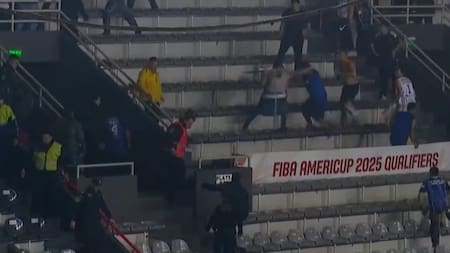 Pelea entre hinchadas de Peñarol y Quilmes de Mar del Plata. Foto: Captura.