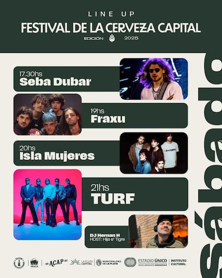Line up Festival de la Cerveza Capital. Fuente: Municipalidad LP